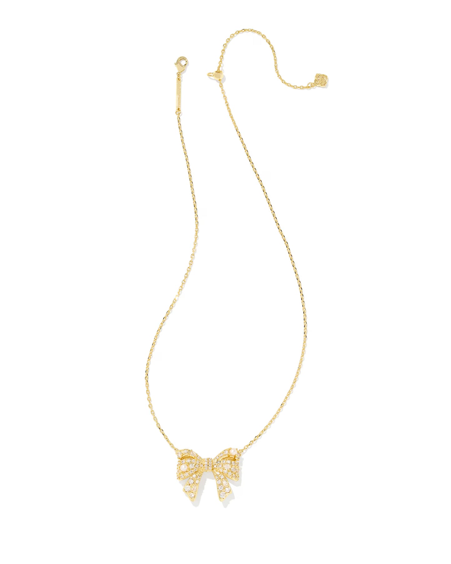 Kendra Scott Krista Gold  Bow Short Pendant in White Mix