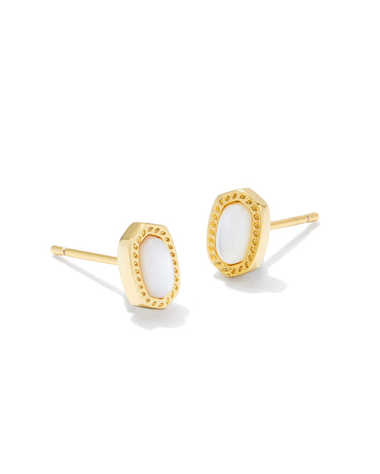 Kendra Scott Mini Ellie Gold Stud Earrings in Ivory Mother-of-Pearl