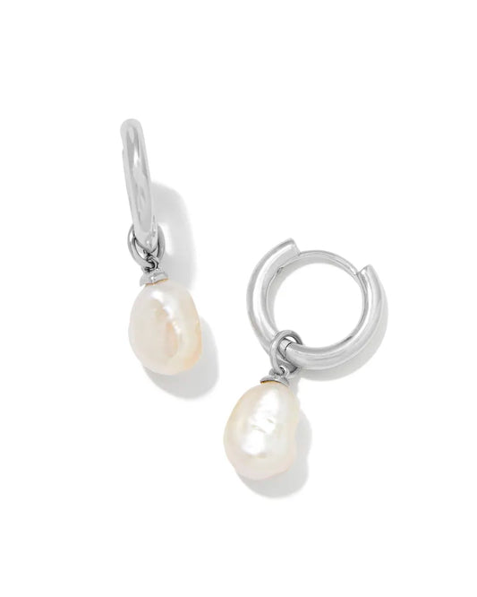 Kendra Scott Willa Silver Pearl Huggie Earrings