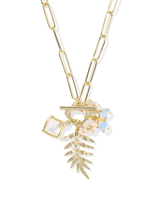Kendra Scott Bianca Butterfly Charm Necklace Gold Iridescent White Mix