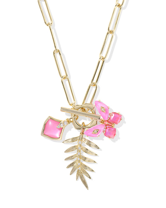 Kendra Scott Bianca Butterfly Charm Necklace Gold Pink Mix