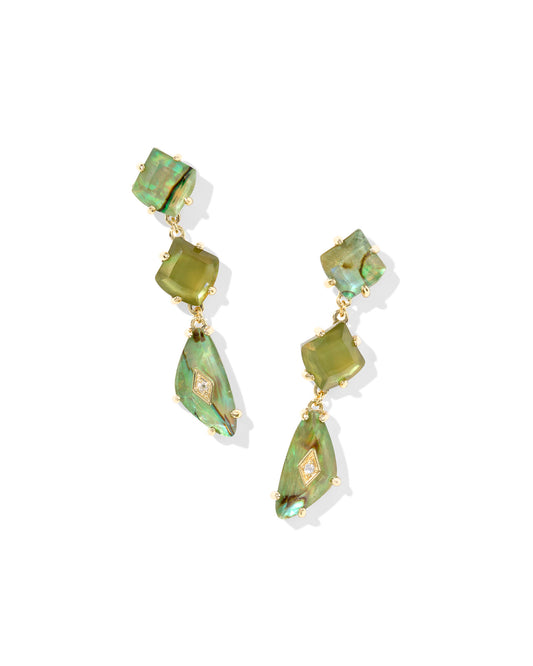 Kendra Scott Bianca Linear Earrings Gold Green Mix