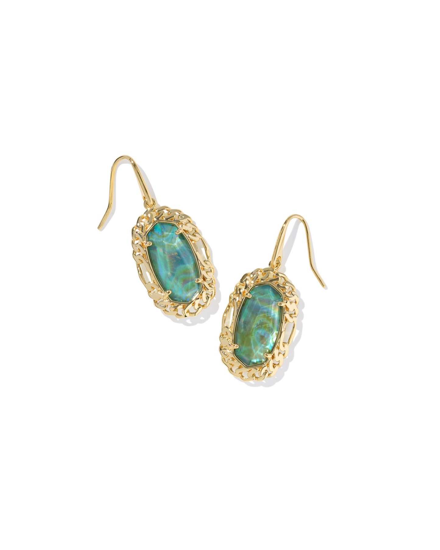 Kendra Scott Dani Figaro Frame Drop Earrings Gold Deep Aqua Illusion