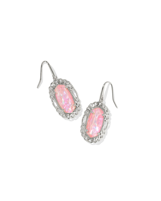 Kendra Scott Dani Figaro Frame Drop Earrings Silver Pink Iridescent Mother of Pearl