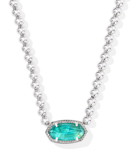 Kendra Scott Elisa Beaded Necklace Silver Bright Aqua IIlusion