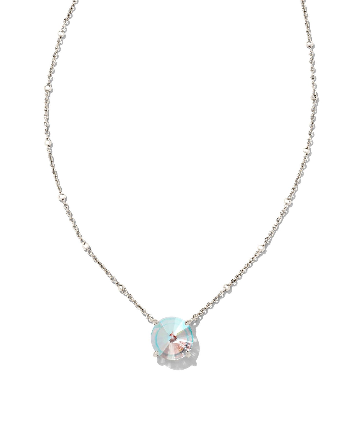 Kendra Scott Jolie Short Pendant Necklace in Silver Dichroic Glass