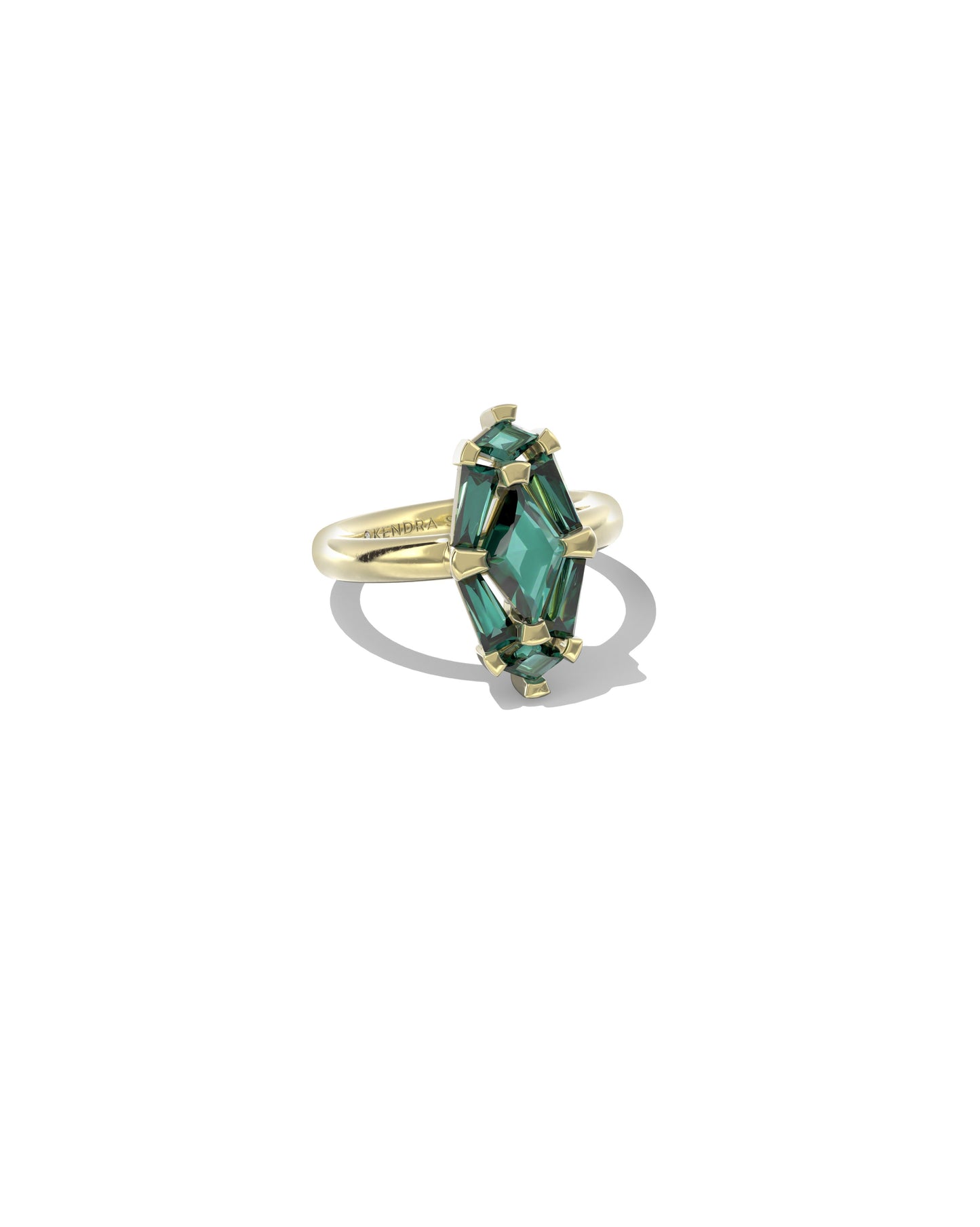 Kendra Scott Lindy Raer Elyse Gold Cocktail RIng in Green Crystal