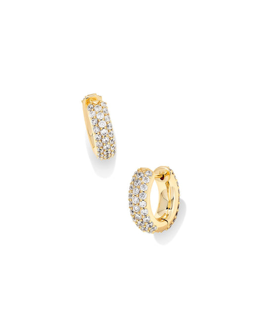Kendra Scott Mikki Pave Huggie Earrings Gold