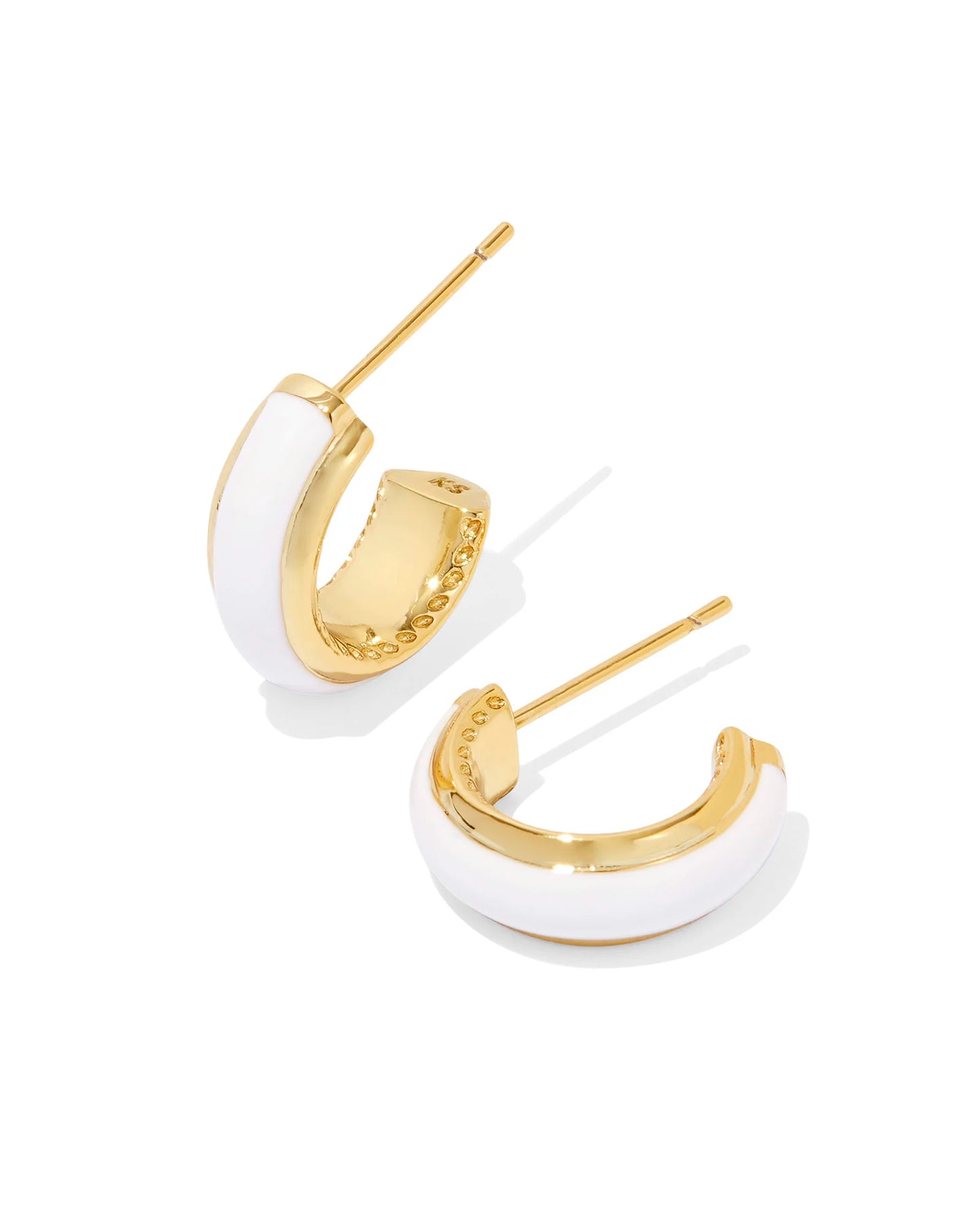 Kendra Scott Ainsley Gold Huggie Earrings in White Enamel