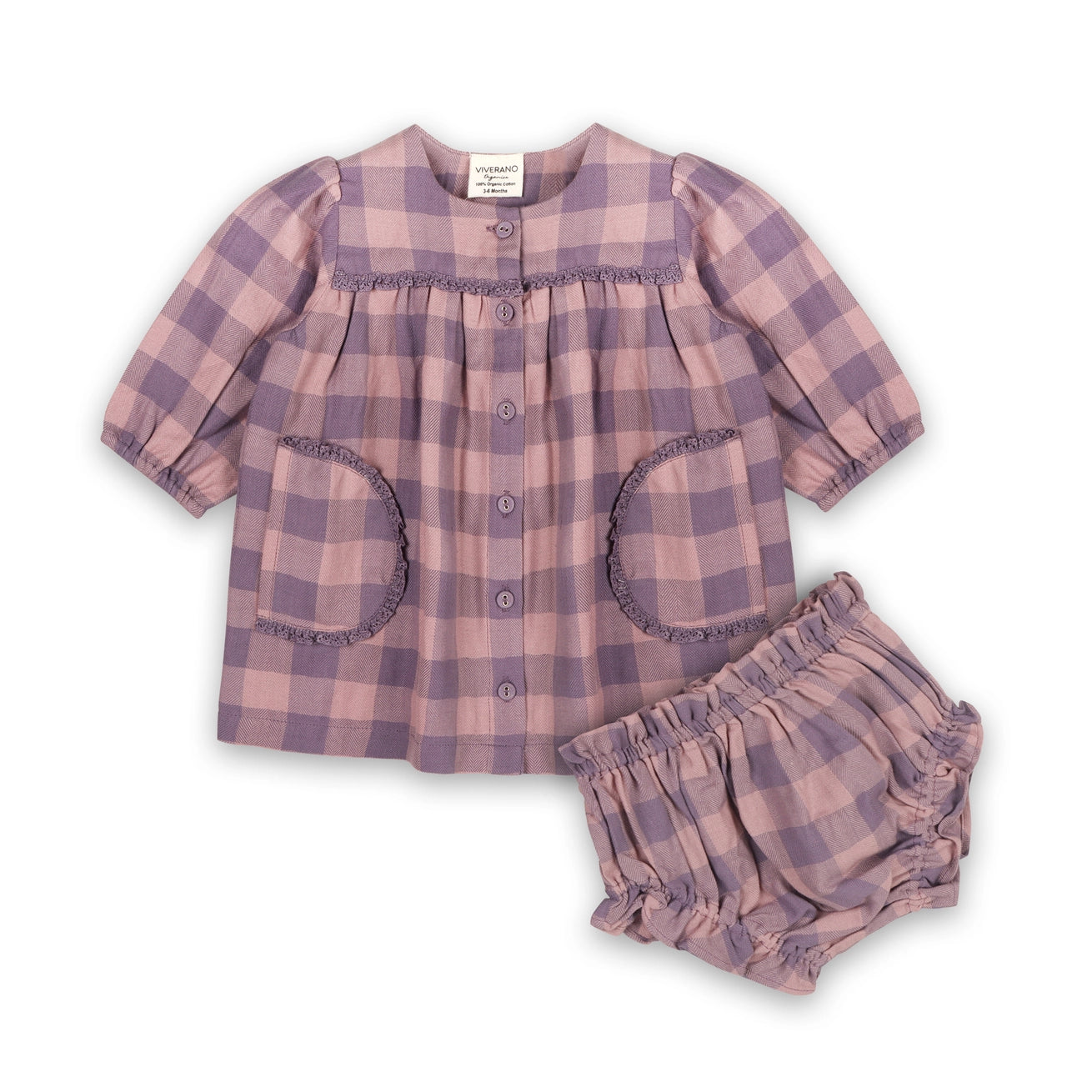 Lace Gingham Baby Dress & Bloomer Set