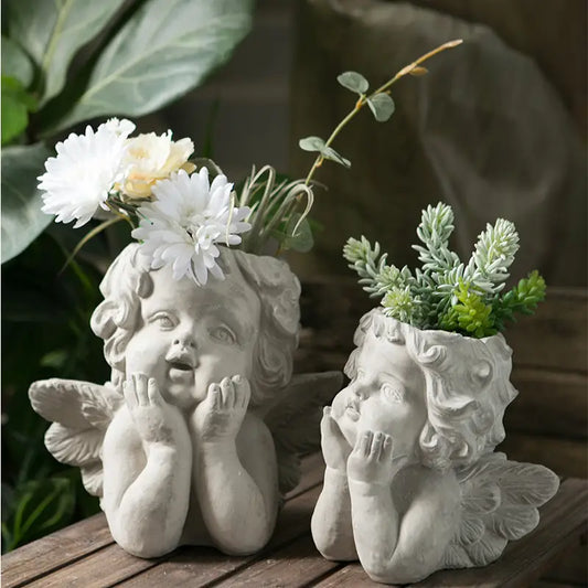 Large Cement Little Angel Planter