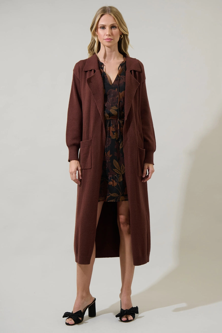 Brown Longline Maxi Cardigan