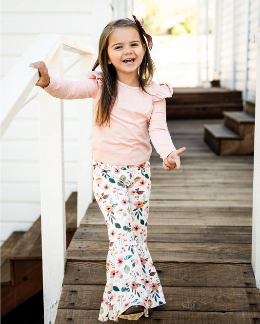 Lina Floral Pleated Baby Bell Bottoms