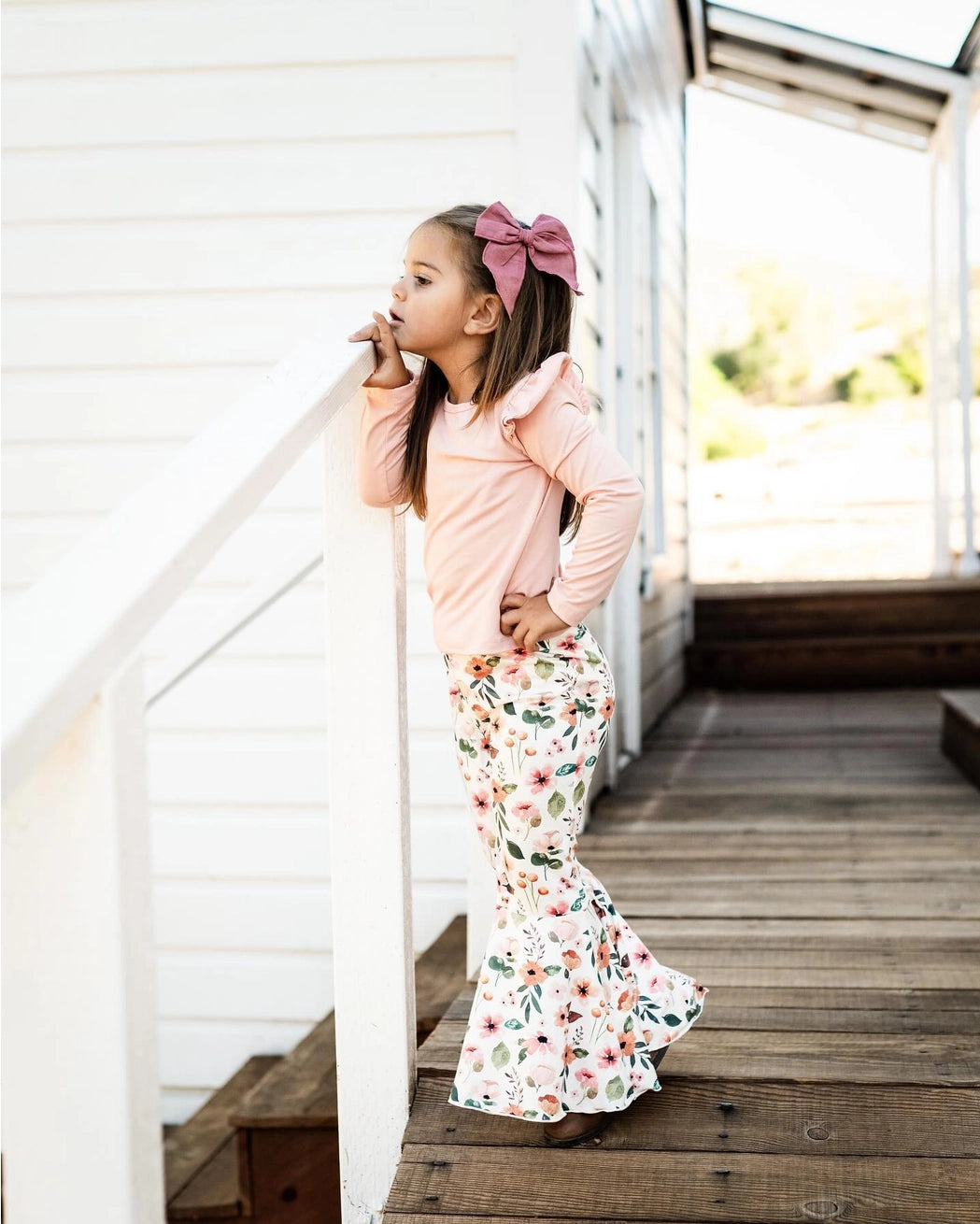 Lina Floral Pleated Baby Bell Bottoms