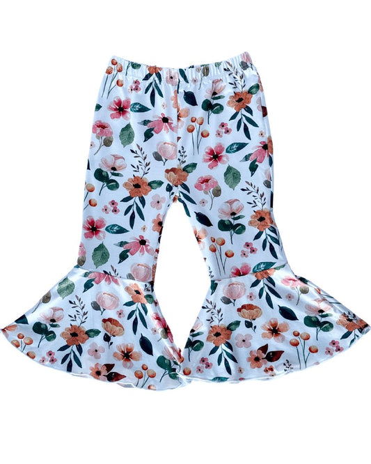 Lina Floral Pleated Baby Bell Bottoms