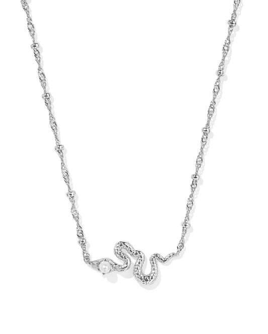 Kendra Scott Lyle Snake Short Pendant Necklace Silver White Pearl