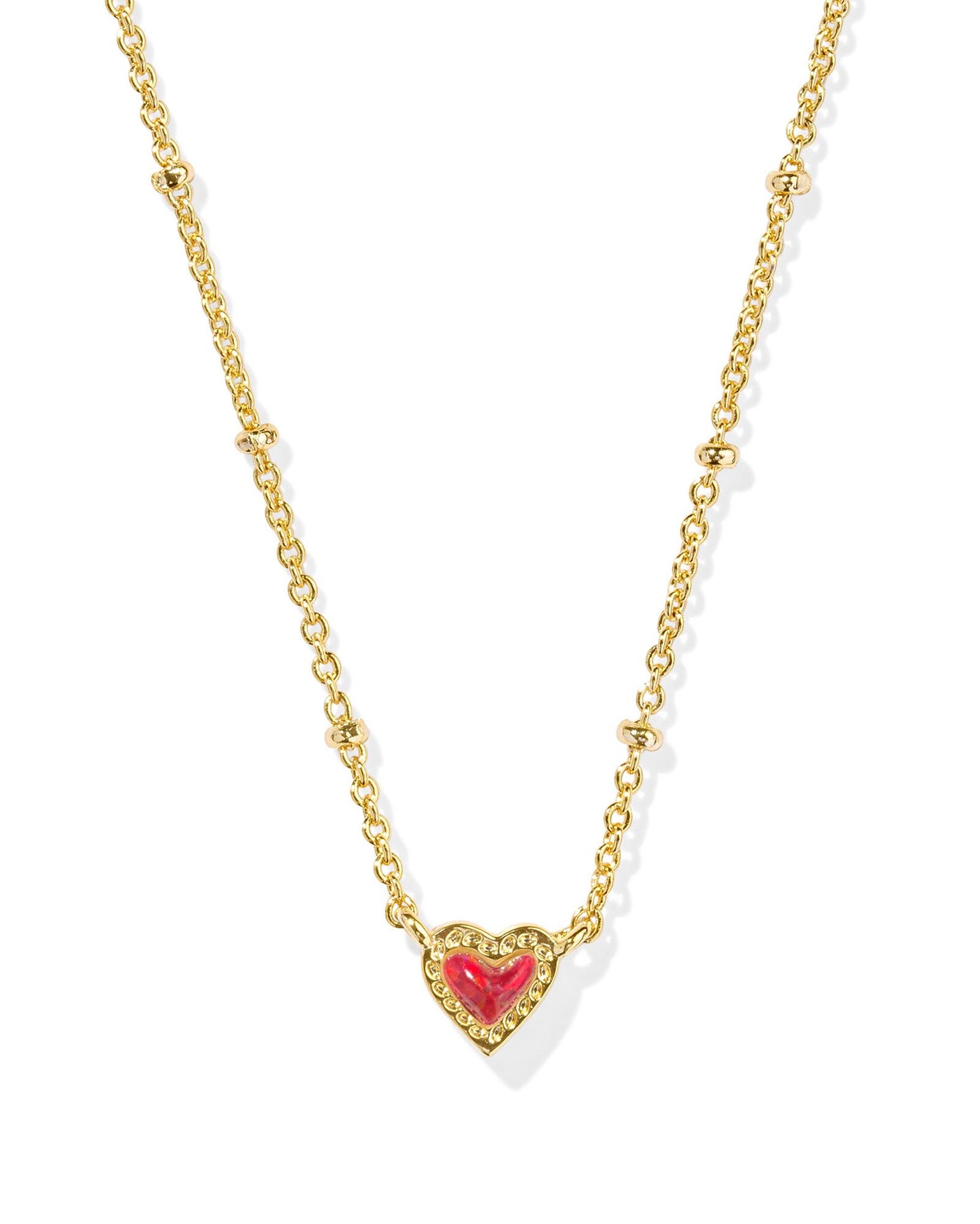 Kendra Scott Mini Ari Heart Satellite Short Pendant Necklace in Red Kyocera Opal