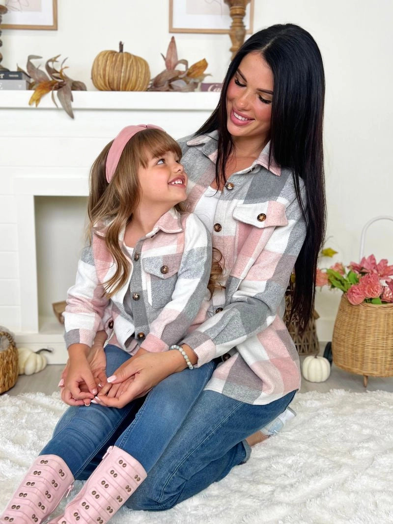 Mommy and Me Cozy Plaid Flannel Long Sleeve Shirt