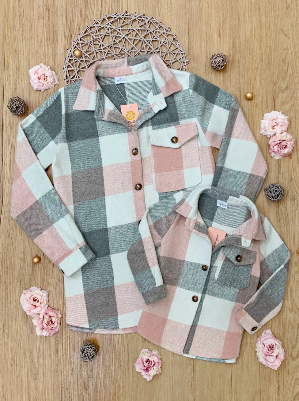 Mommy and Me Cozy Plaid Flannel Long Sleeve Shirt