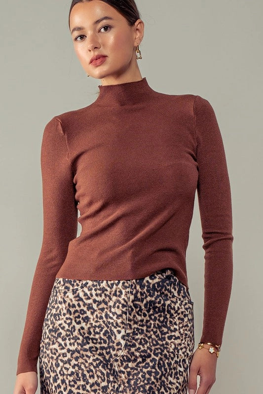 Rust Mock Neck Top