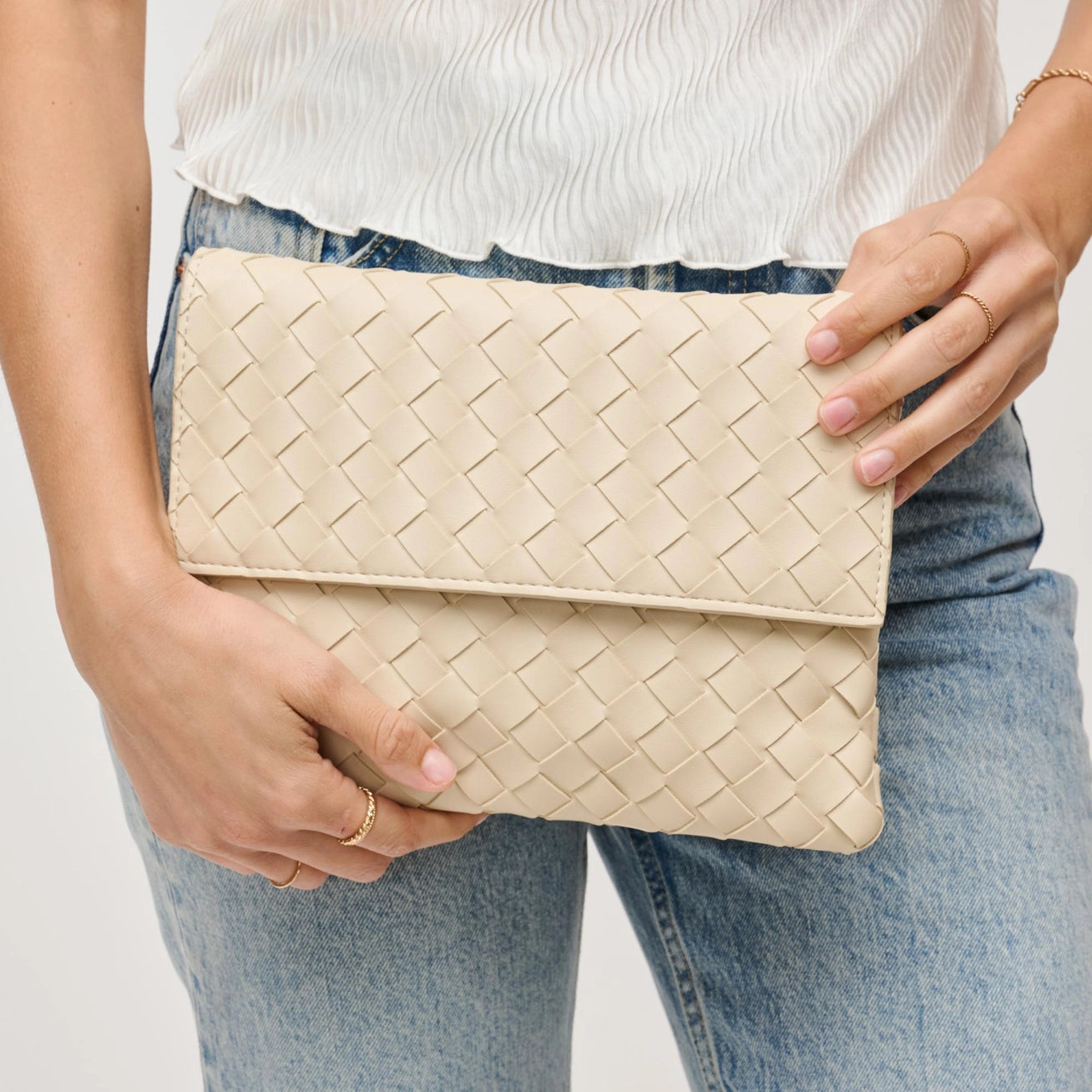 Oatmilk Woven Clutch