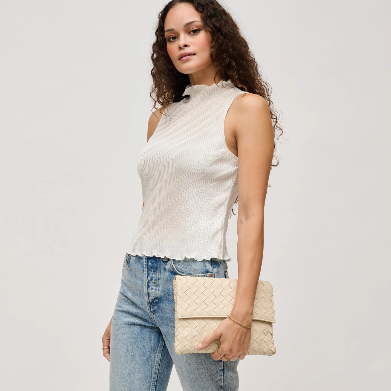 Oatmilk Woven Clutch