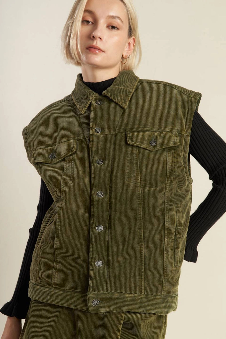 Olive Corduroy Vest