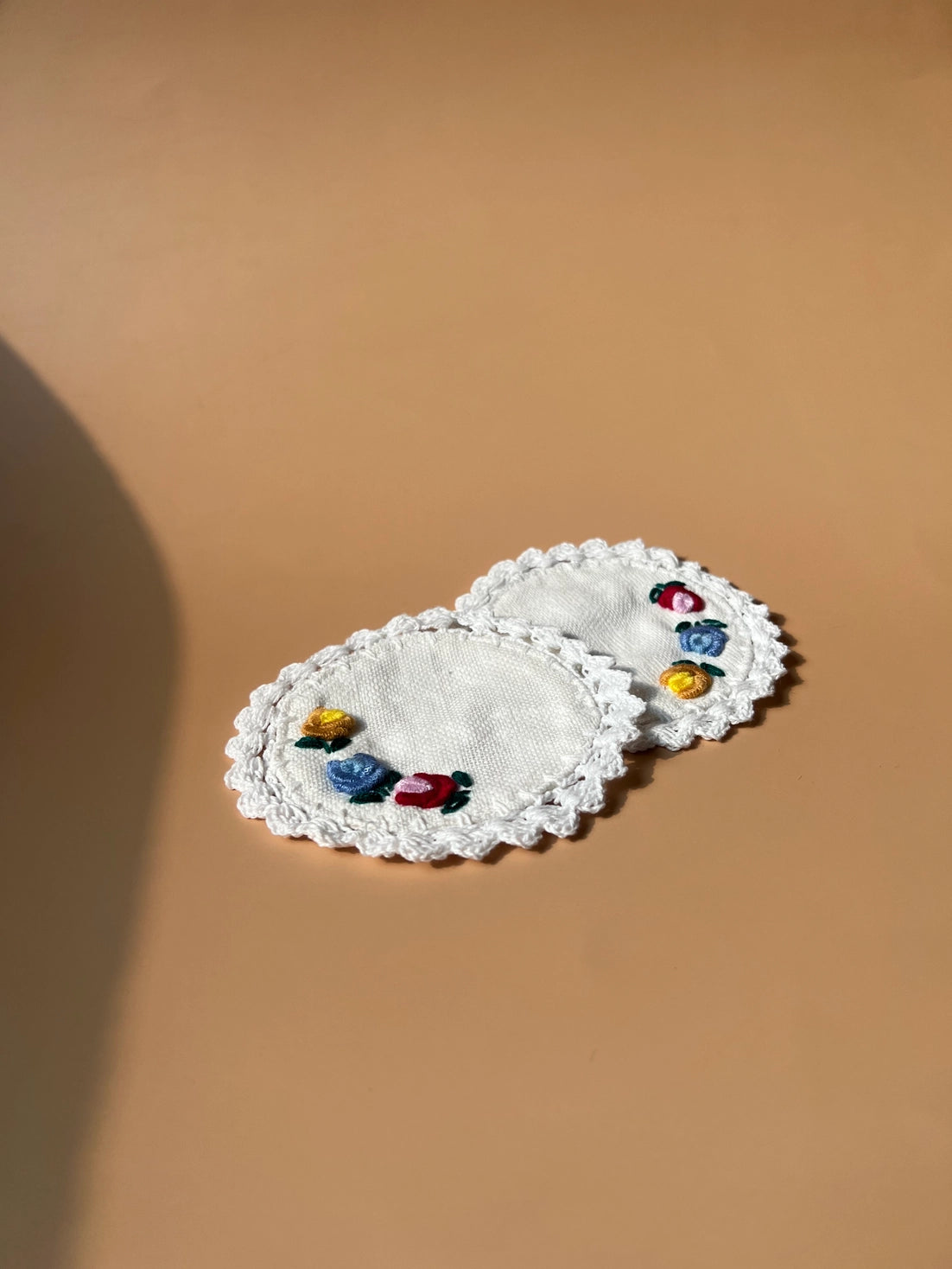 Flower Embroidery Cotton Coaster Set