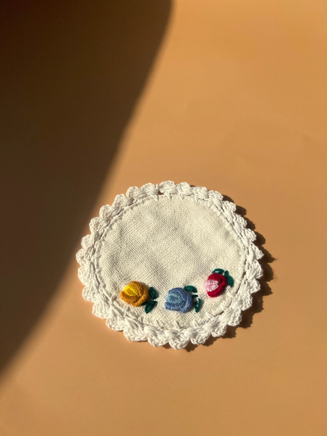 Flower Embroidery Cotton Coaster Set