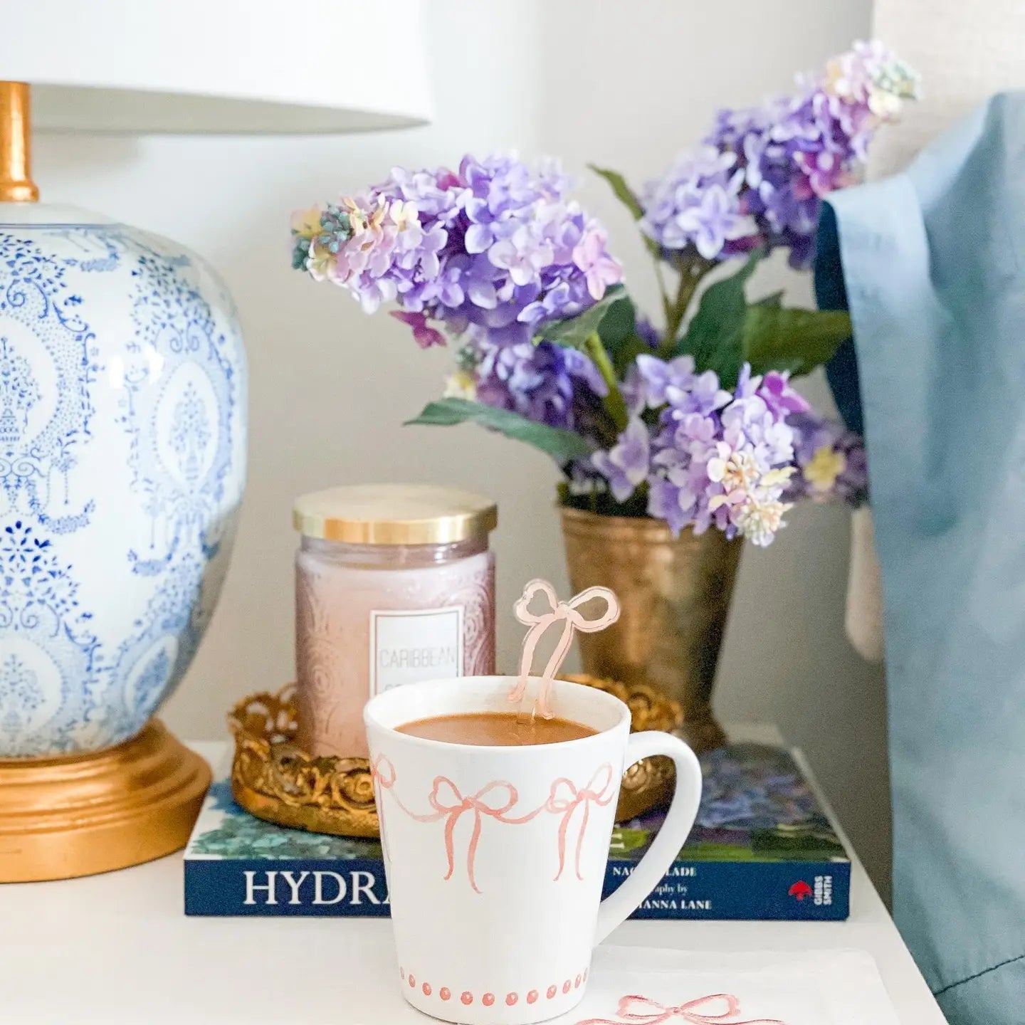 French Pink Bows Watercolor Latte Mug