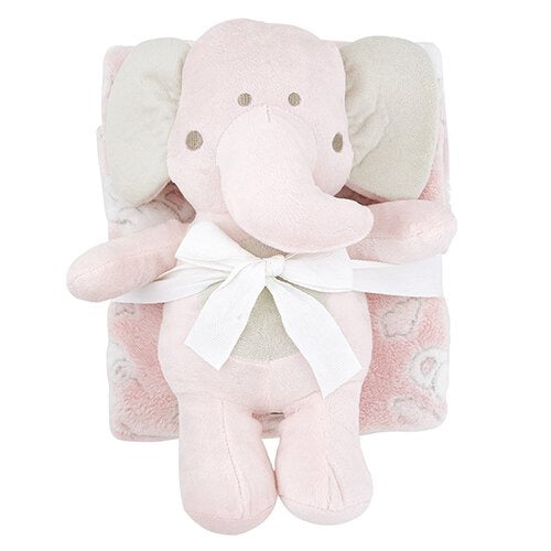 Pink Elephant Blank and Toy Set