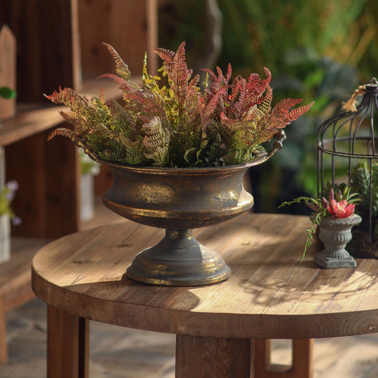 Vintage Style Patina Pedestal Planter