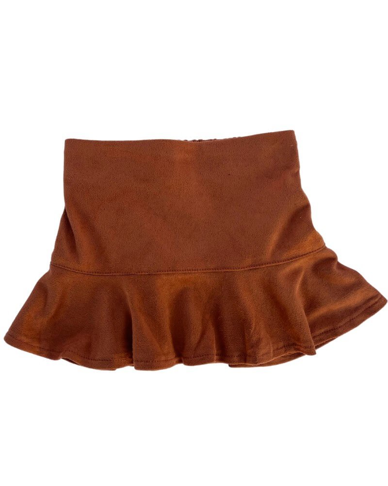 Caramel Suede Polly Ruffle Hem Baby & Toddler Skirt