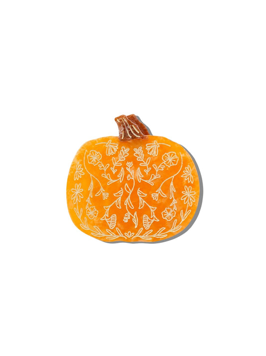 Hand-Painted Folklore Pumpkin Claw Hair Clip