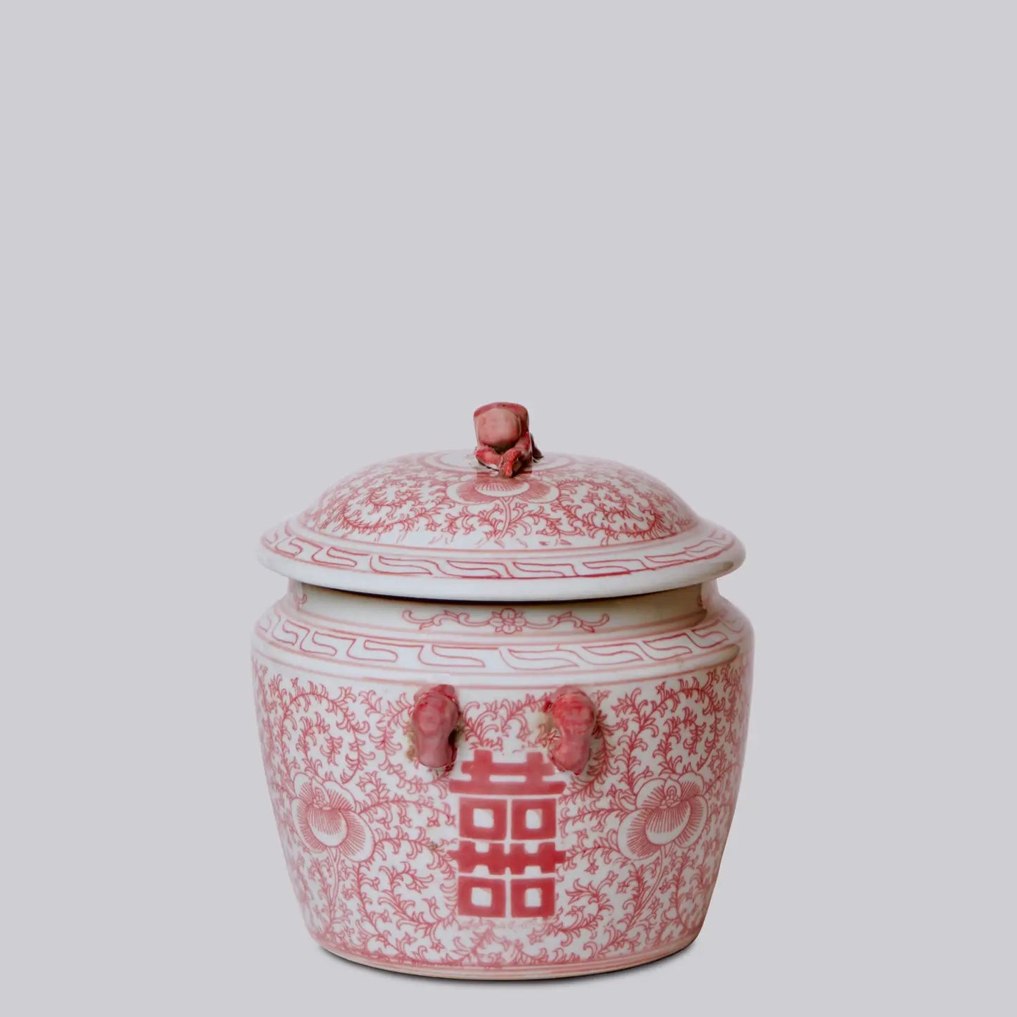 Red & White Porcelain Double Happiness Lug Jar