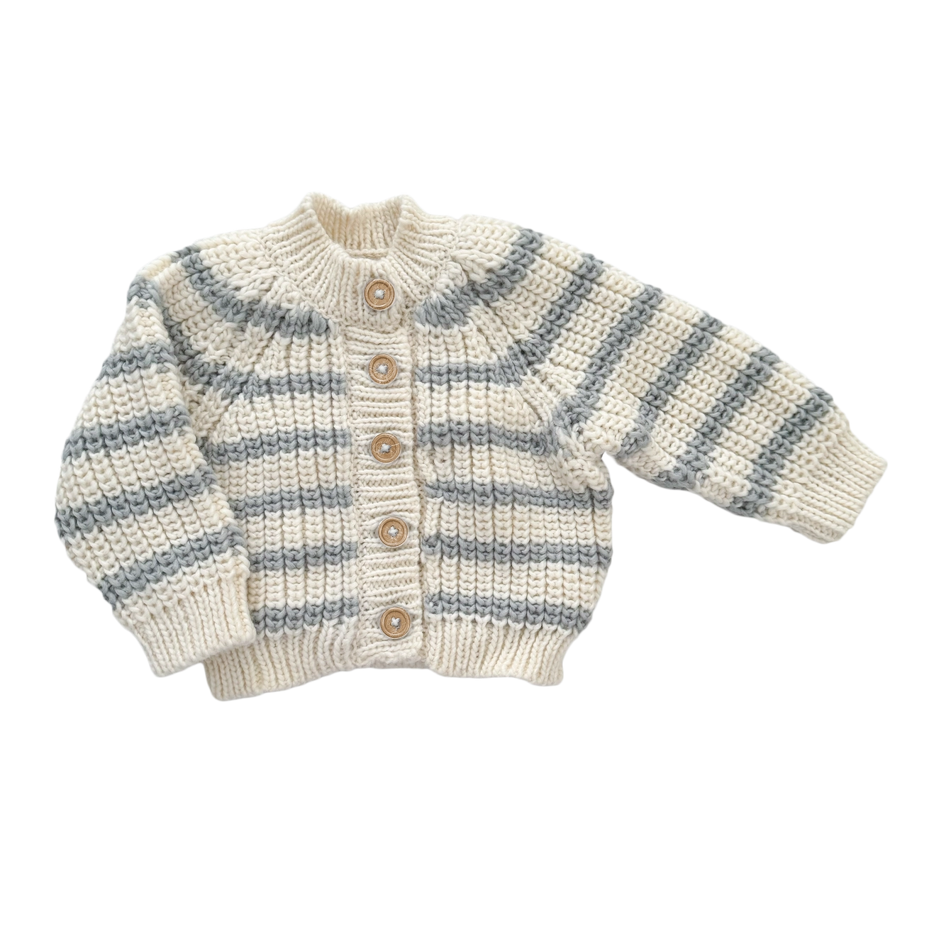 Blue Grey Rib Knit Stripe Baby Cardigan