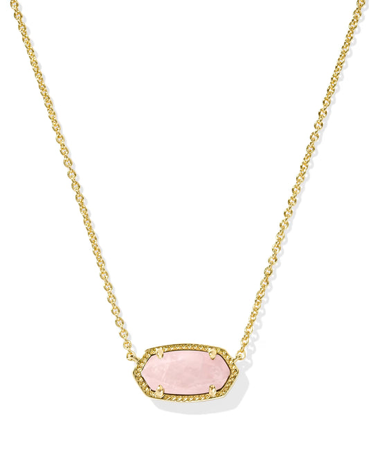 Kendra Scott Gold Pendant Necklace In Rose Quartz