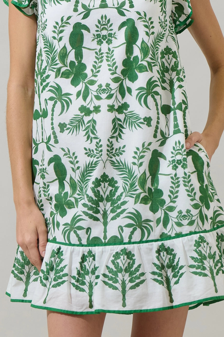 Ruffle Sleeve Floral Shift Mini Dress