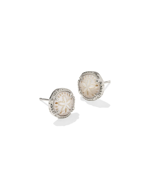 Kendra Scott Sand Dollar Stud Earring Silver Mother of Pearl