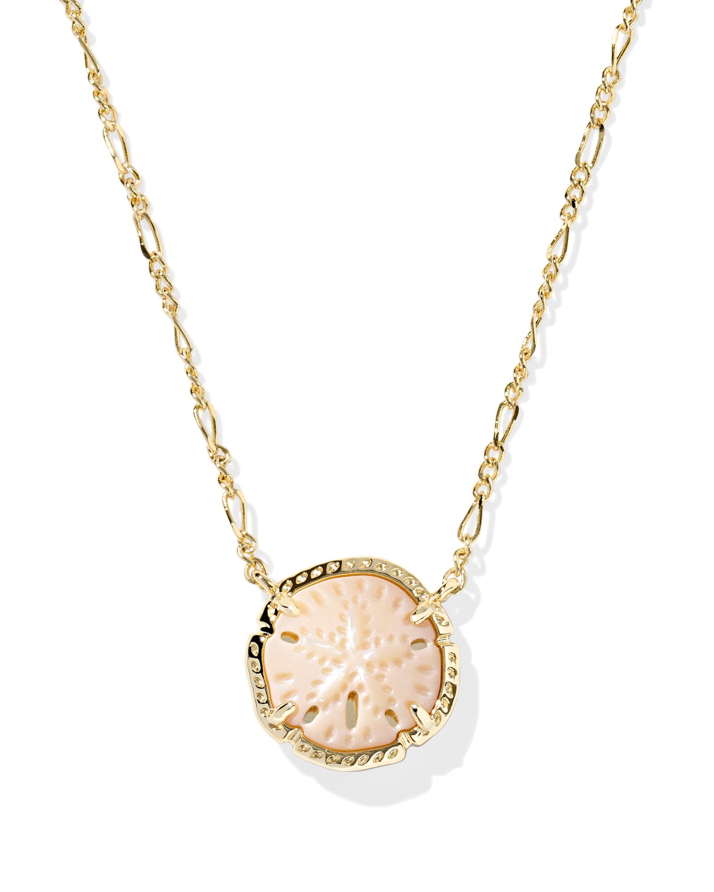 Kendra Scott Sand Dollar Short Pendant Necklace Gold Natural Mother of Pearl