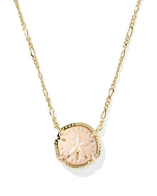 Kendra Scott Sand Dollar Short Pendant Necklace Gold Natural Mother of Pearl