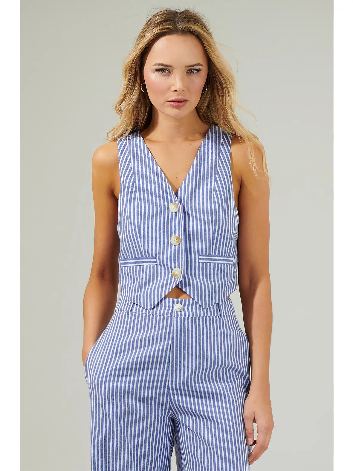 Striped Chelsea Button Up Vest