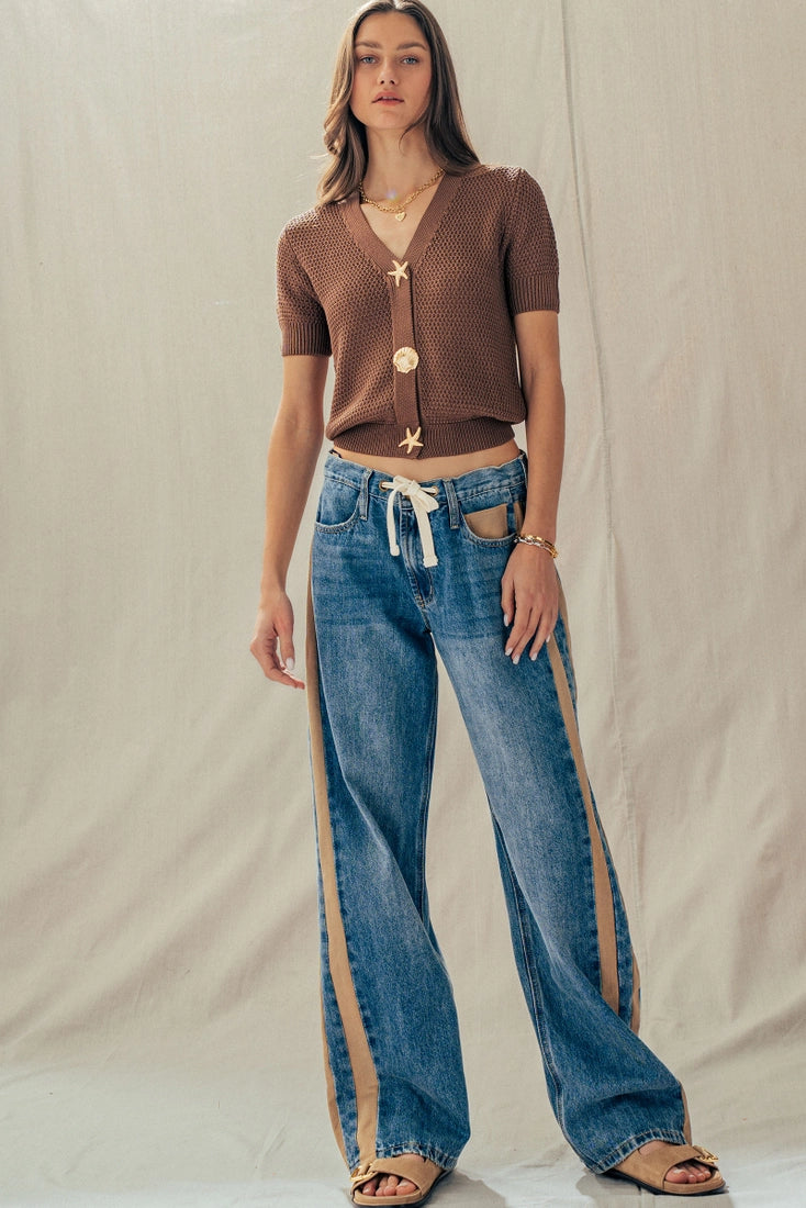 Gold Shell Button Cardigan