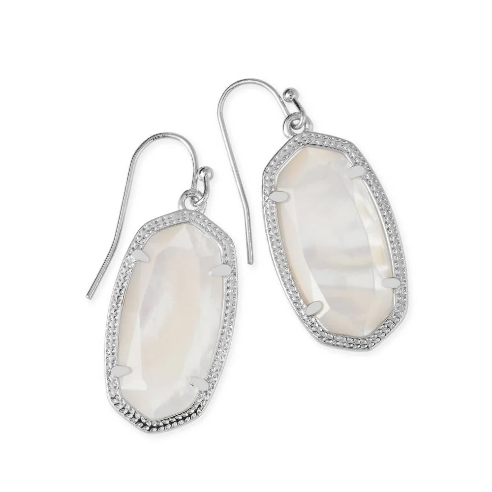 Kendra Scott Dani Silver Drop Earrings In Ivory Mother-Of-Pearl