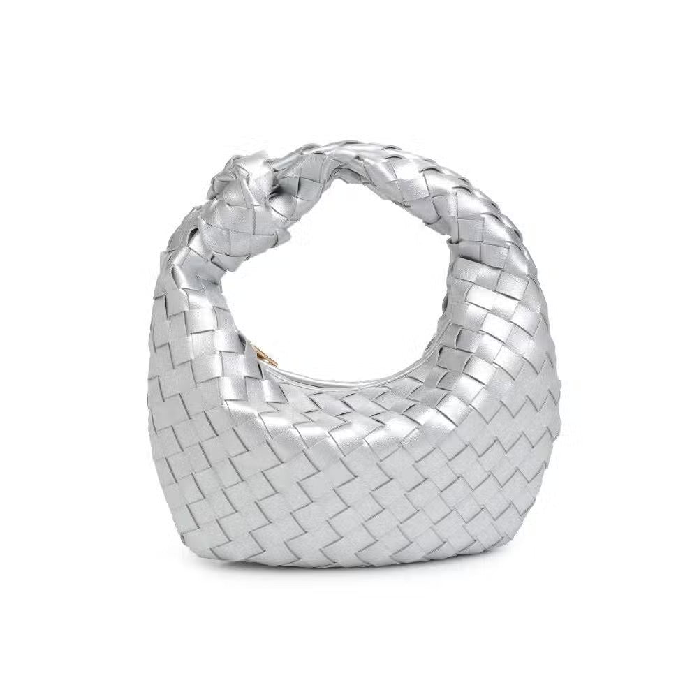Silver Tracy Woven Clutch