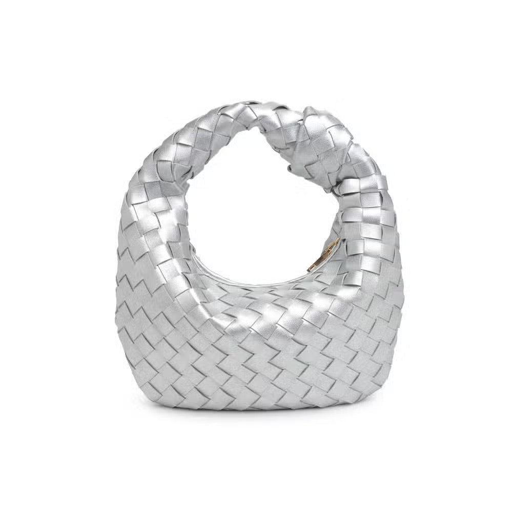 Silver Tracy Woven Clutch