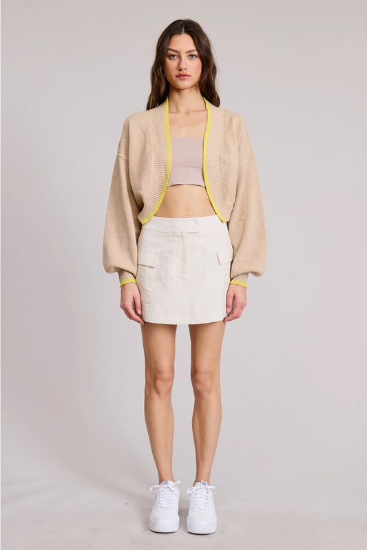 Contrast Color Nude Cardigan