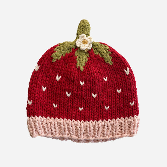 Crocheted Strawberry Baby Beanie