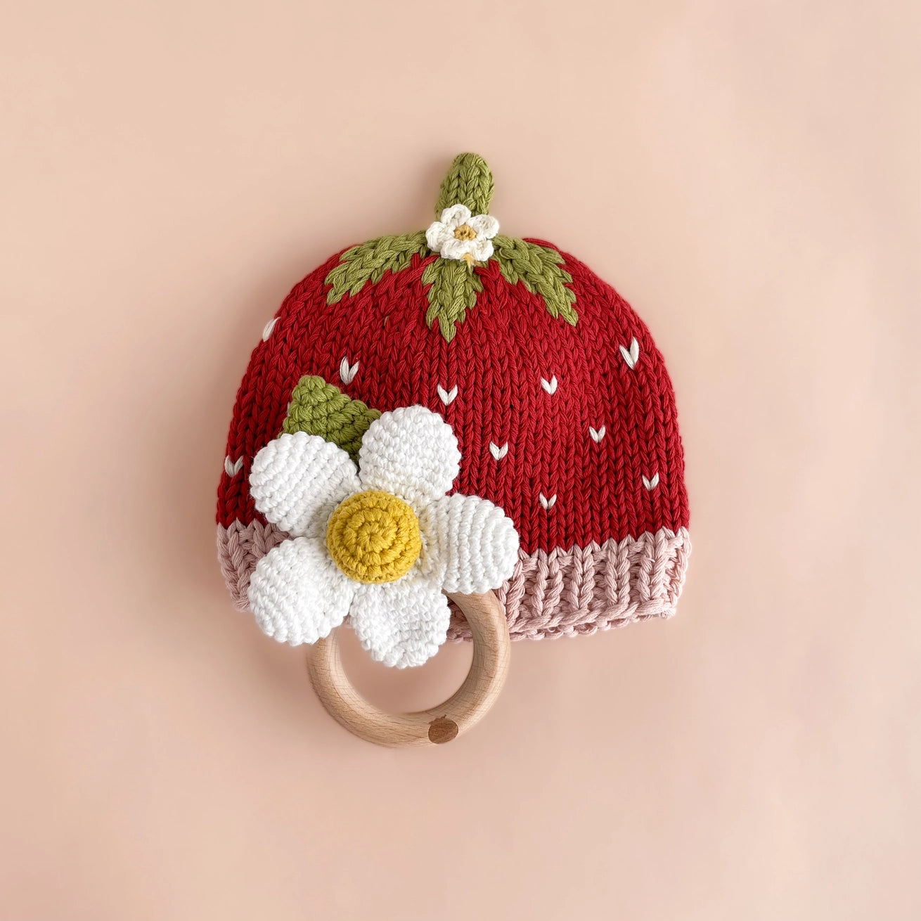 Crocheted Strawberry Baby Beanie