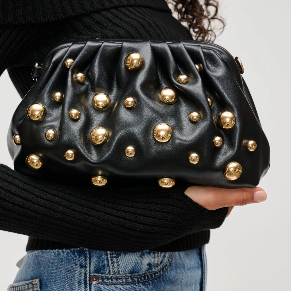 Studded Black & Gold Clutch